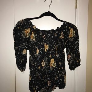 Black Floral Off Shoulder